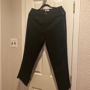 K/lab size 10 back jeans fringe bottom faux leather trim